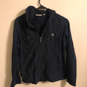 Hooded navy jacket